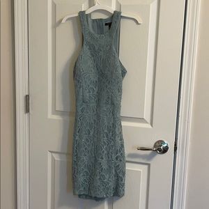 Blue lace sparkle homecoming dress